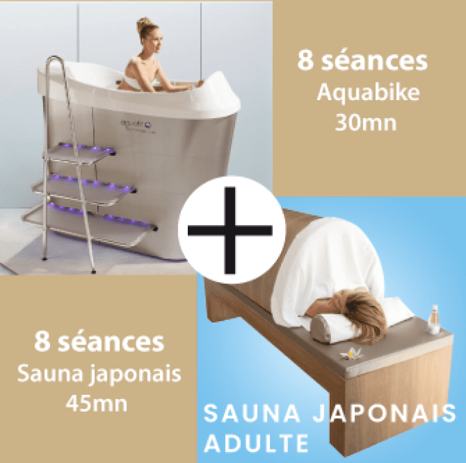 Pack de 8 séances d'Aquabike 30mn  + 8 Séances de Sauna Japonais 45mn
