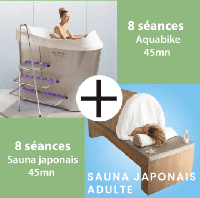 Pack de 8 séances d'Aquabike 45mn  + 8 Séances de Sauna Japonais 45mn